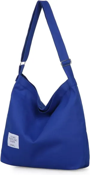 Covelin Women's Retro Large Size Canvas Shoulder Bag Hobo Crossbody Handbag Casual Tote