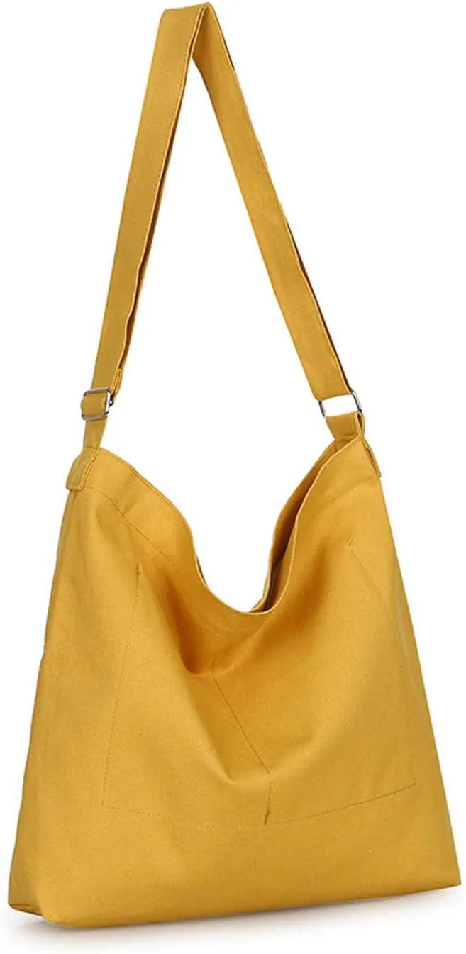 Covelin Women's Retro Large Size Canvas Shoulder Bag Hobo Crossbody Handbag Casual Tote