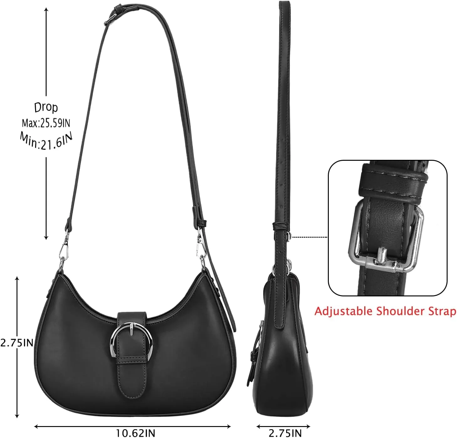 Crescent Bag for Women Small Shoulder Purses Leather Zip Handbag Crossbody Bags Cute Hobo Tote Bag
