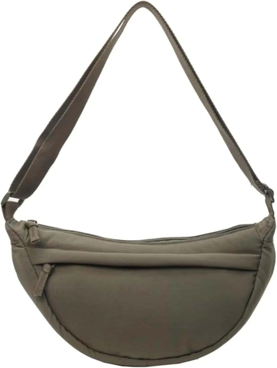 Crescent Bag Nylon Shoulder Bag Dumpling Bag with Zipper for Woman Half Moon Bag with Adjustable Strap for Everyday Use (Green)