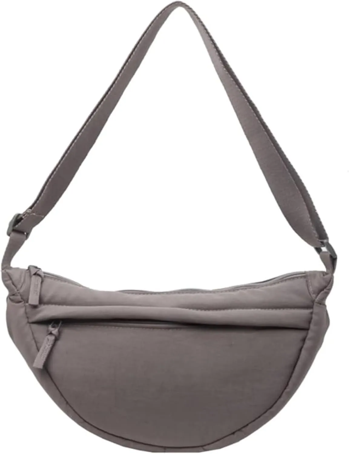 Crescent Bag Nylon Shoulder Handbag Dumpling Bag with Zipper for Women, Grey, 330 X 160 X 100 mm / 12.99 X 6.30 X 3.94 inches