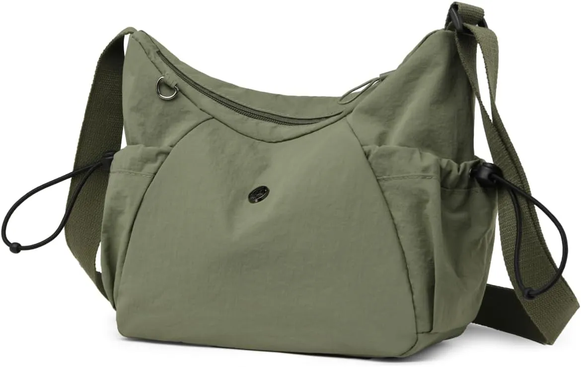 Crescent Crossbody Bags for Women,Nylon Slouchy Sling Hobo Bag Water Repellent Shoulder Handbag Cross body Purse