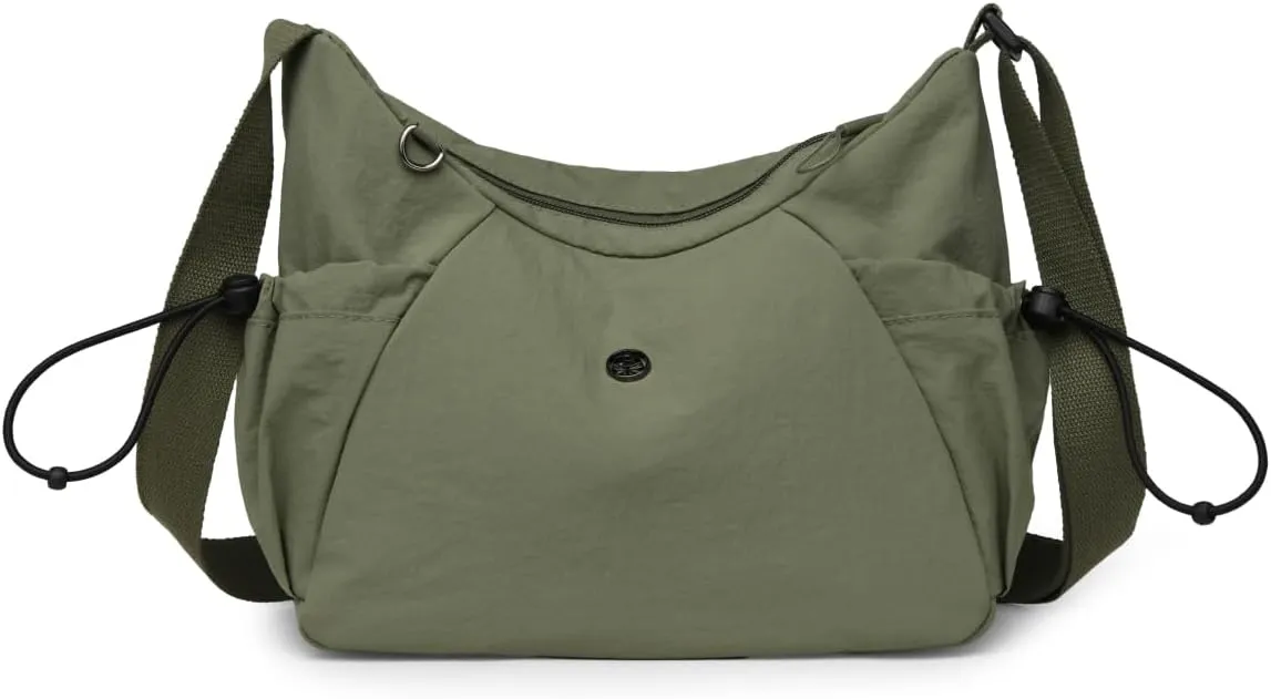 Crescent Crossbody Bags for Women,Nylon Slouchy Sling Hobo Bag Water Repellent Shoulder Handbag Cross body Purse