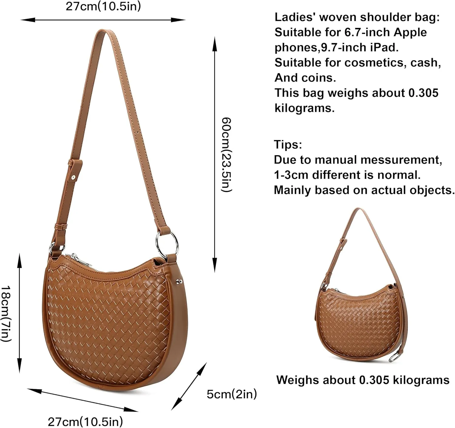 Crescent Shoulder Bag for Women Small Crossbody Bags Crescent Shoulder Bag Hobo Handbag with Adjustable Strap