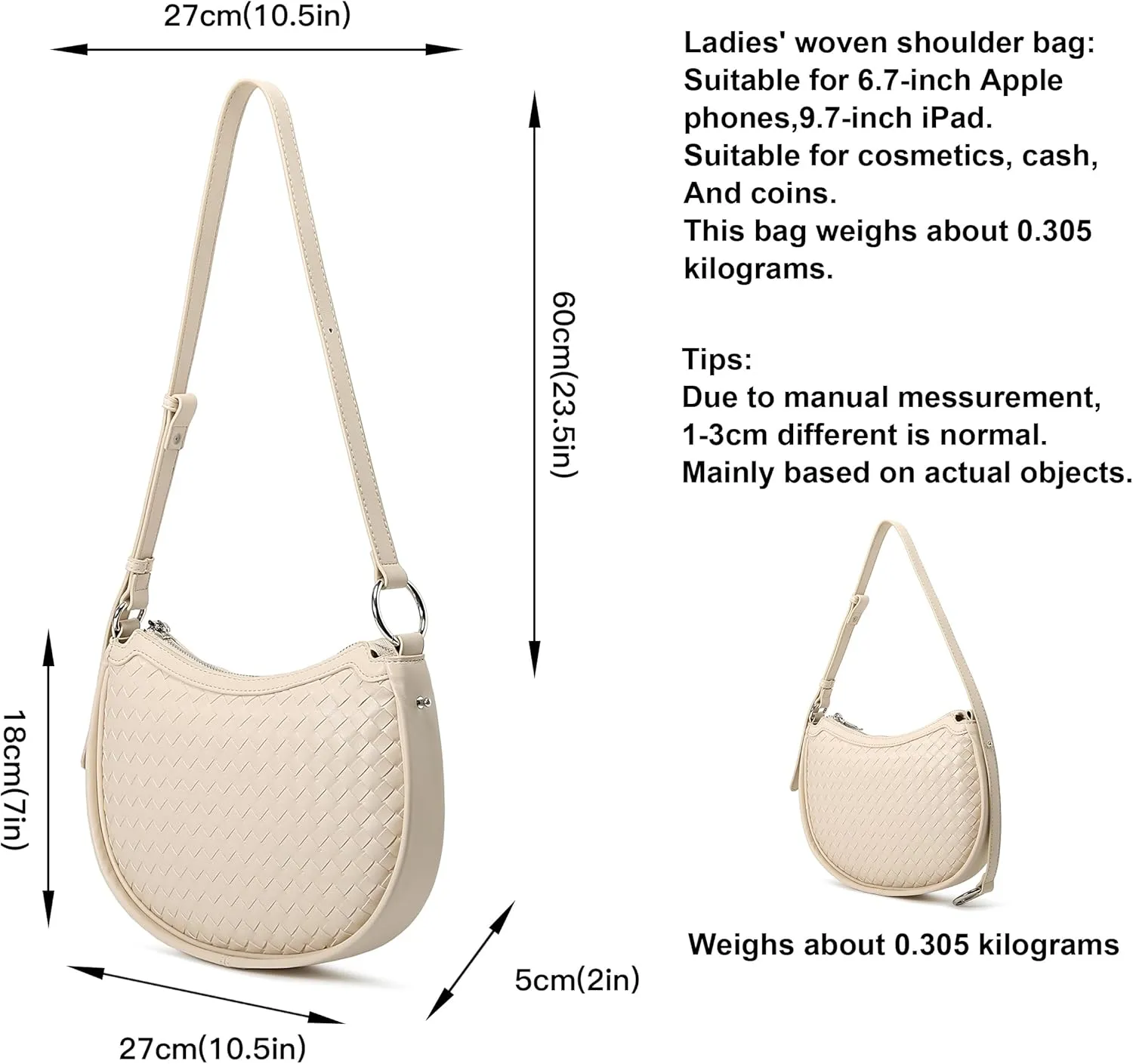 Crescent Shoulder Bag for Women Small Crossbody Bags Crescent Shoulder Bag Hobo Handbag with Adjustable Strap