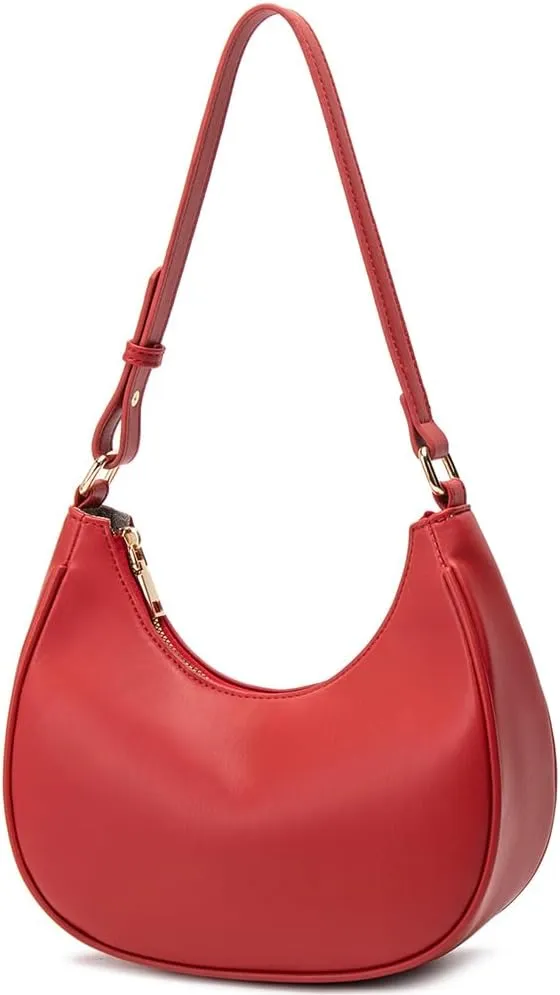 Crescent Shoulder Bags for Women Cute Hobo Tote Handbag Under the Arm Purses Mini Clutch Purse with Zipper Closure