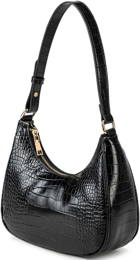 Crescent Shoulder Bags for Women Cute Hobo Tote Handbag Under the Arm Purses Mini Clutch Purse with Zipper Closure
