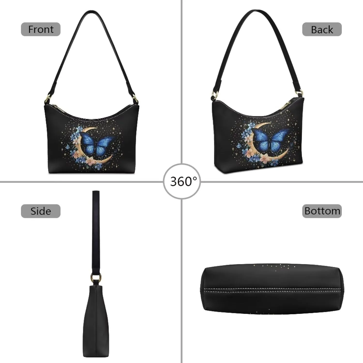 Crescent Shoulder Bags for Women Hobo Handbag Clutch Tote Bag Soft Underarm Purse with Zipper Closure