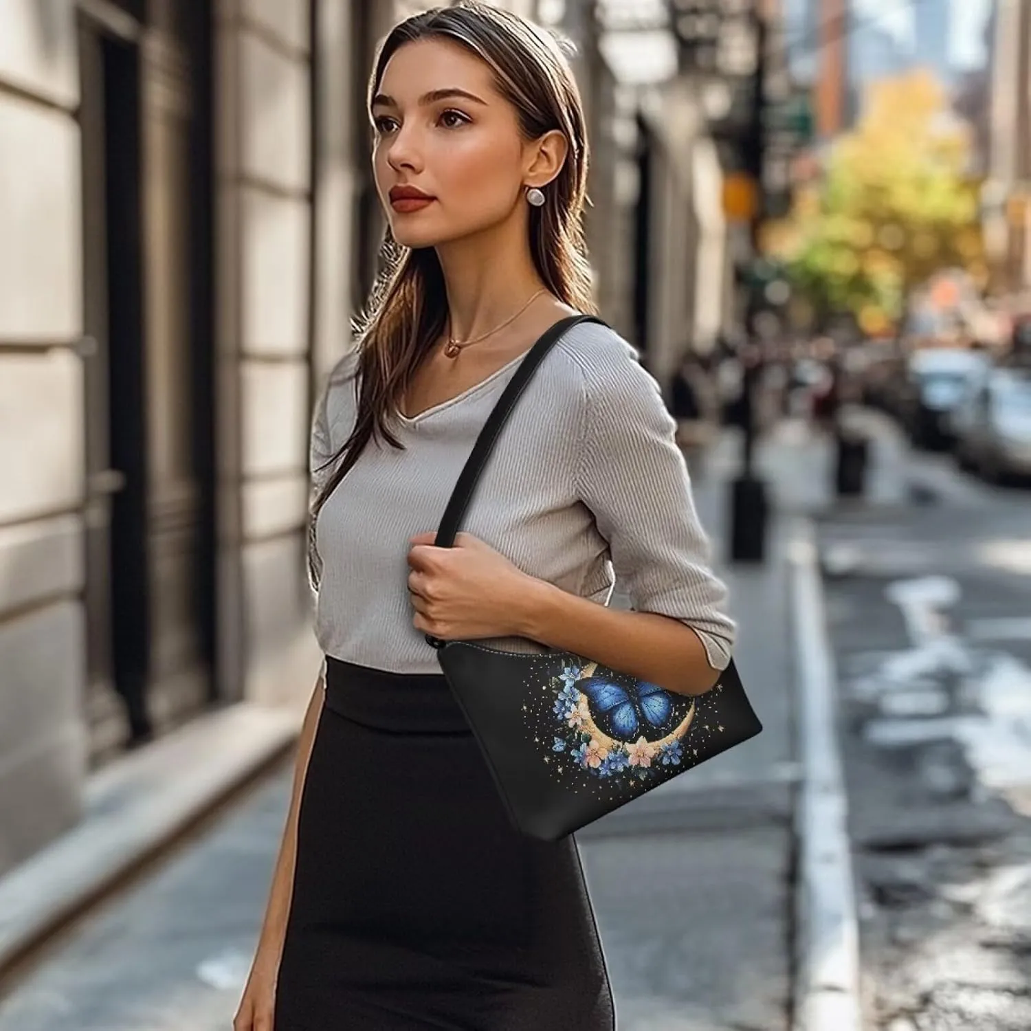 Crescent Shoulder Bags for Women Hobo Handbag Clutch Tote Bag Soft Underarm Purse with Zipper Closure