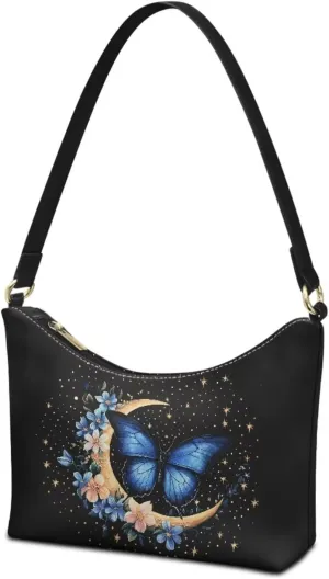 Crescent Shoulder Bags for Women Hobo Handbag Clutch Tote Bag Soft Underarm Purse with Zipper Closure