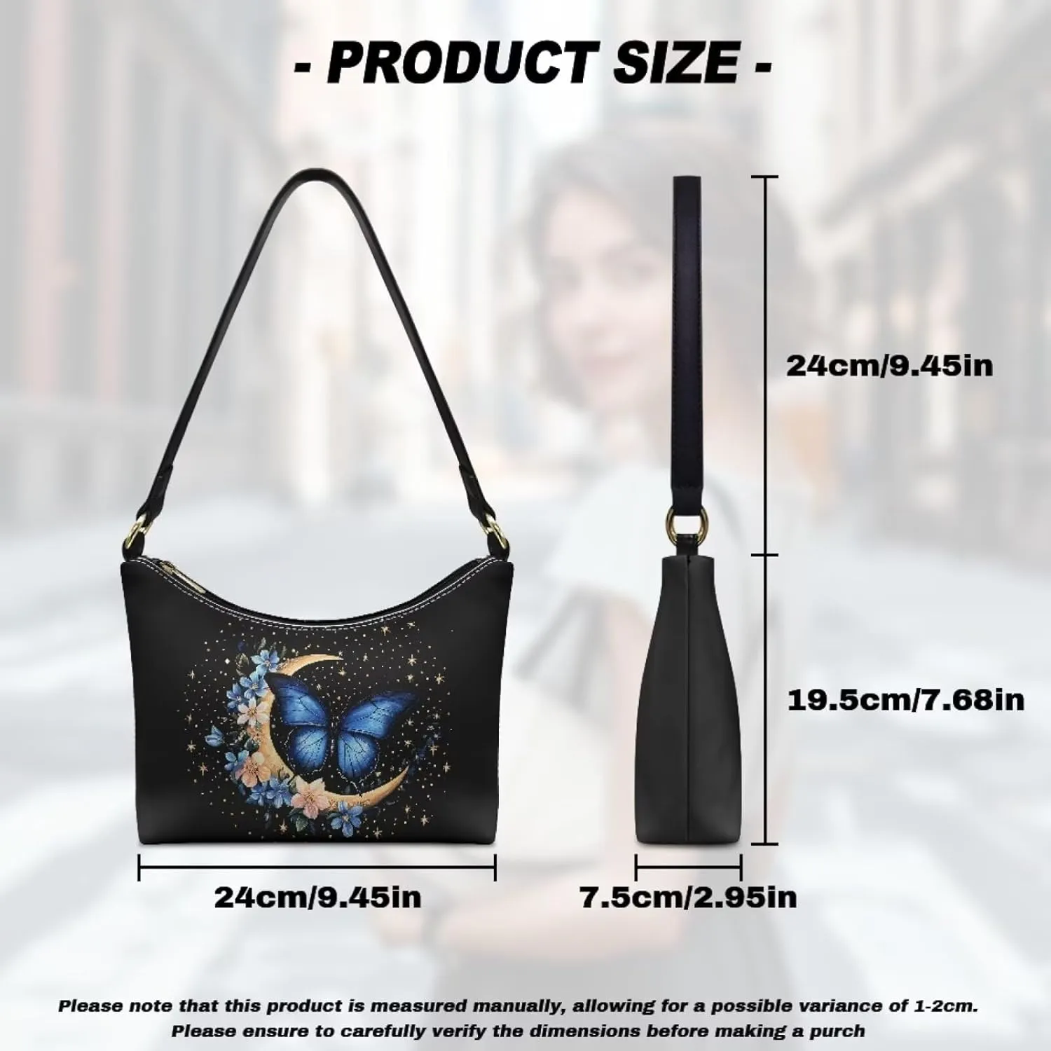 Crescent Shoulder Bags for Women Hobo Handbag Clutch Tote Bag Soft Underarm Purse with Zipper Closure