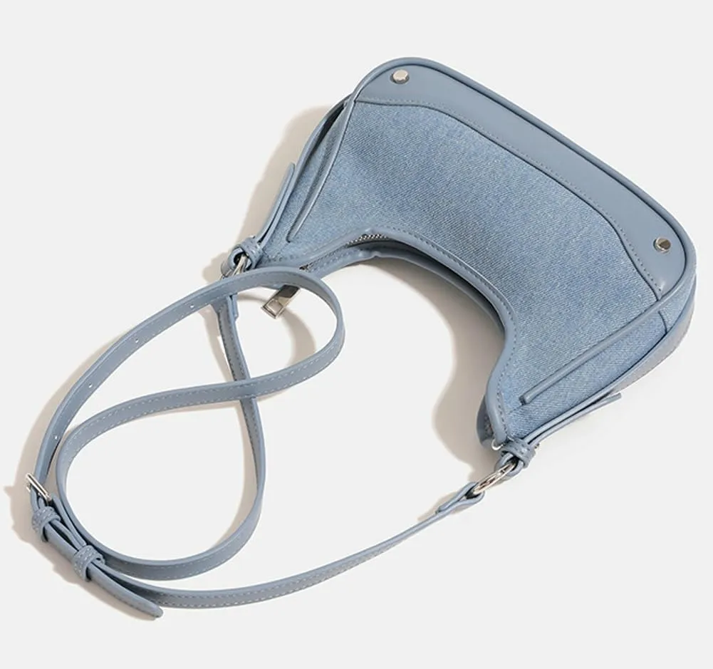 Crescent Shoulder Bags for Women Y2k Hobo Under Arm Purse Fashion Rivet Chain Evening Party Handbags