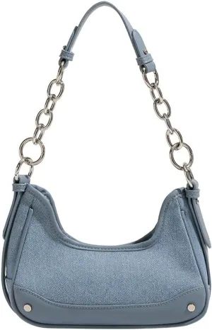 Crescent Shoulder Bags for Women Y2k Hobo Under Arm Purse Fashion Rivet Chain Evening Party Handbags