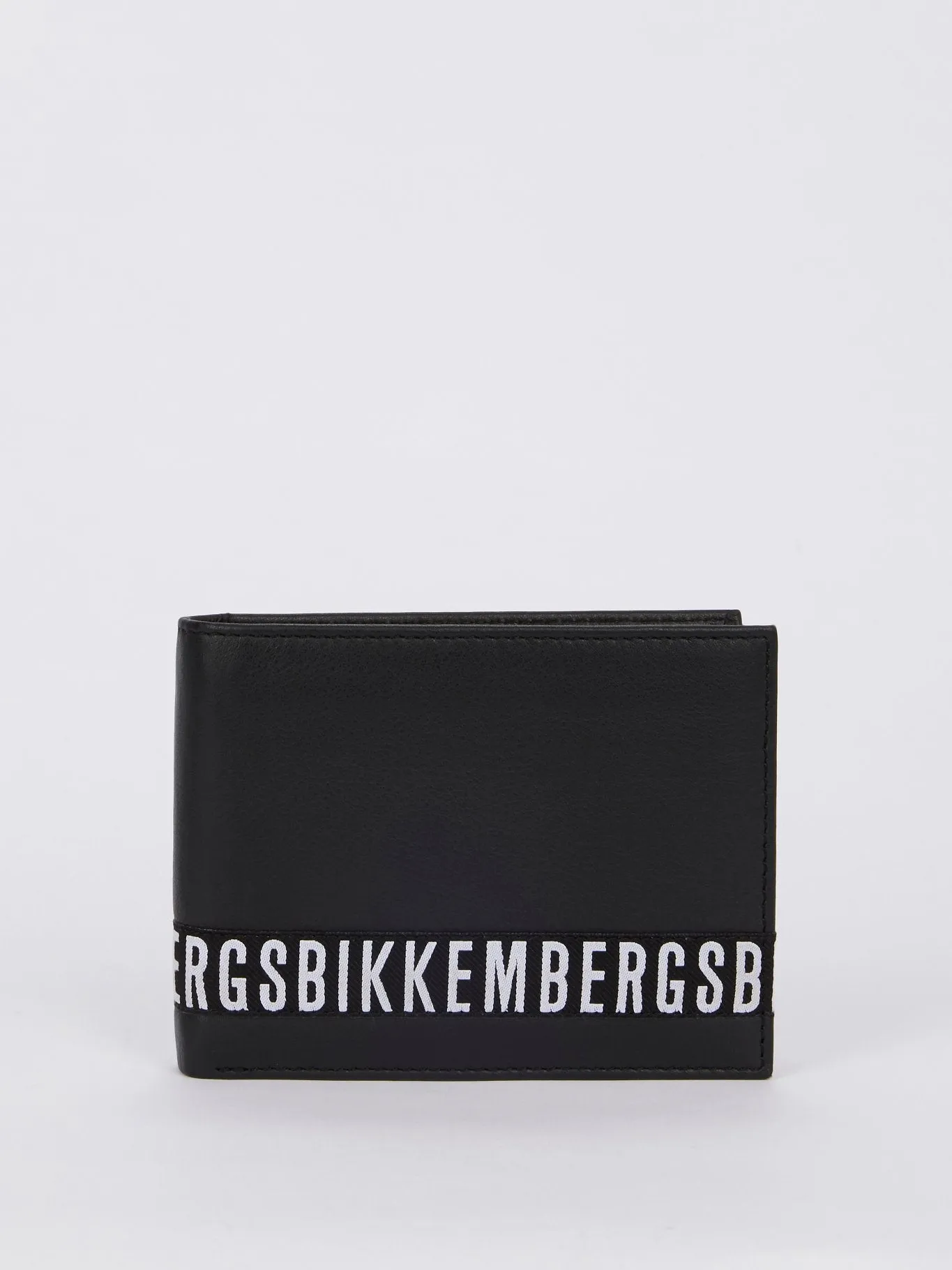 Crinkle Black Logo Leather Wallet (Billfold 7 C/C with Coin Pocket )
