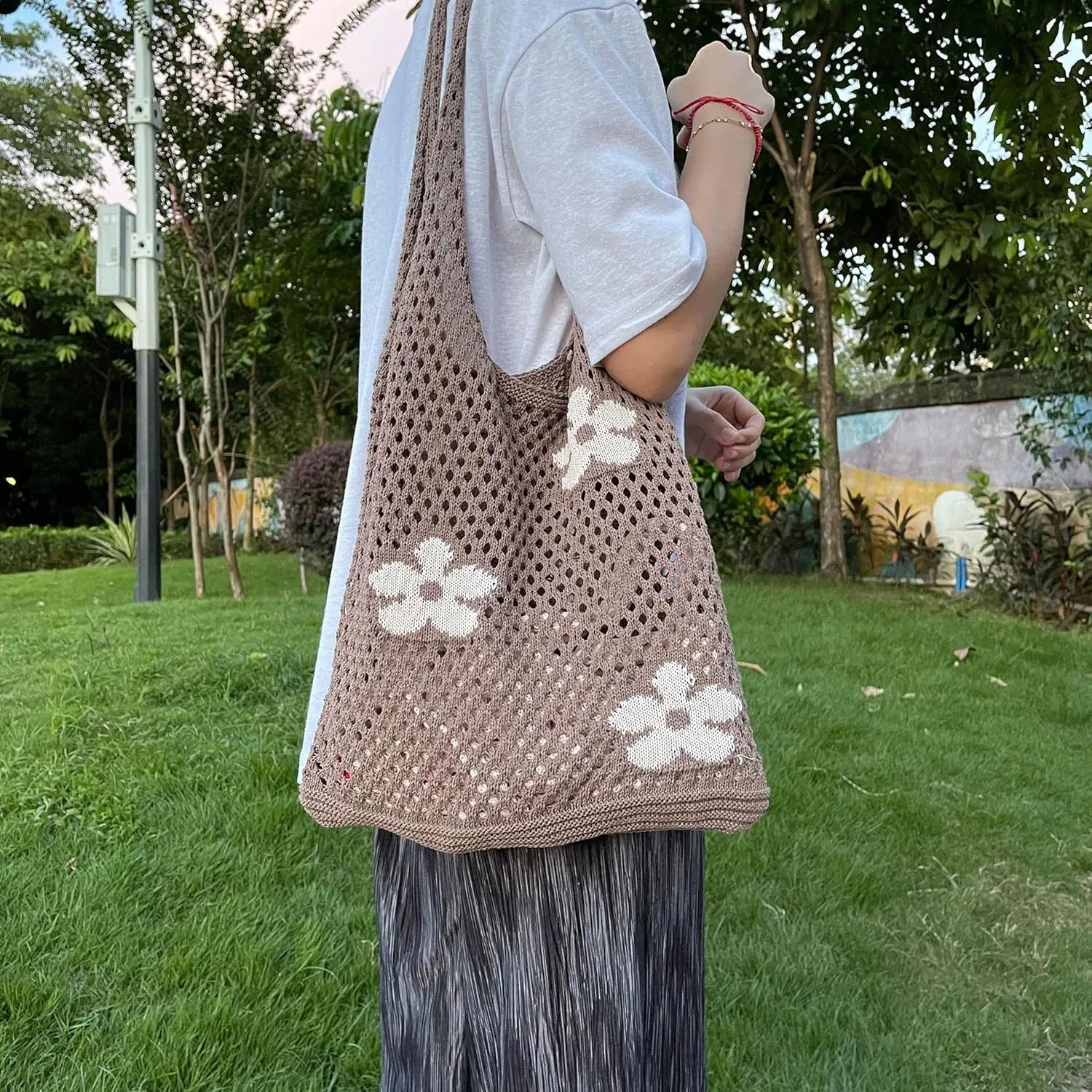 Crochet Tote Bag Fairycore Hobo Bag for Women Fairy Grunge Aesthetic Tote Bag Fairy Grunge Accessories
