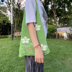 Crochet Tote Bag Fairycore Hobo Bag for Women Fairy Grunge Aesthetic Tote Bag Fairy Grunge Accessories