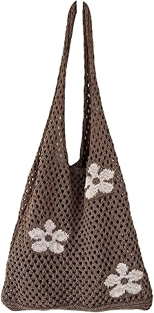 Crochet Tote Bag Fairycore Hobo Bag for Women Fairy Grunge Aesthetic Tote Bag Fairy Grunge Accessories