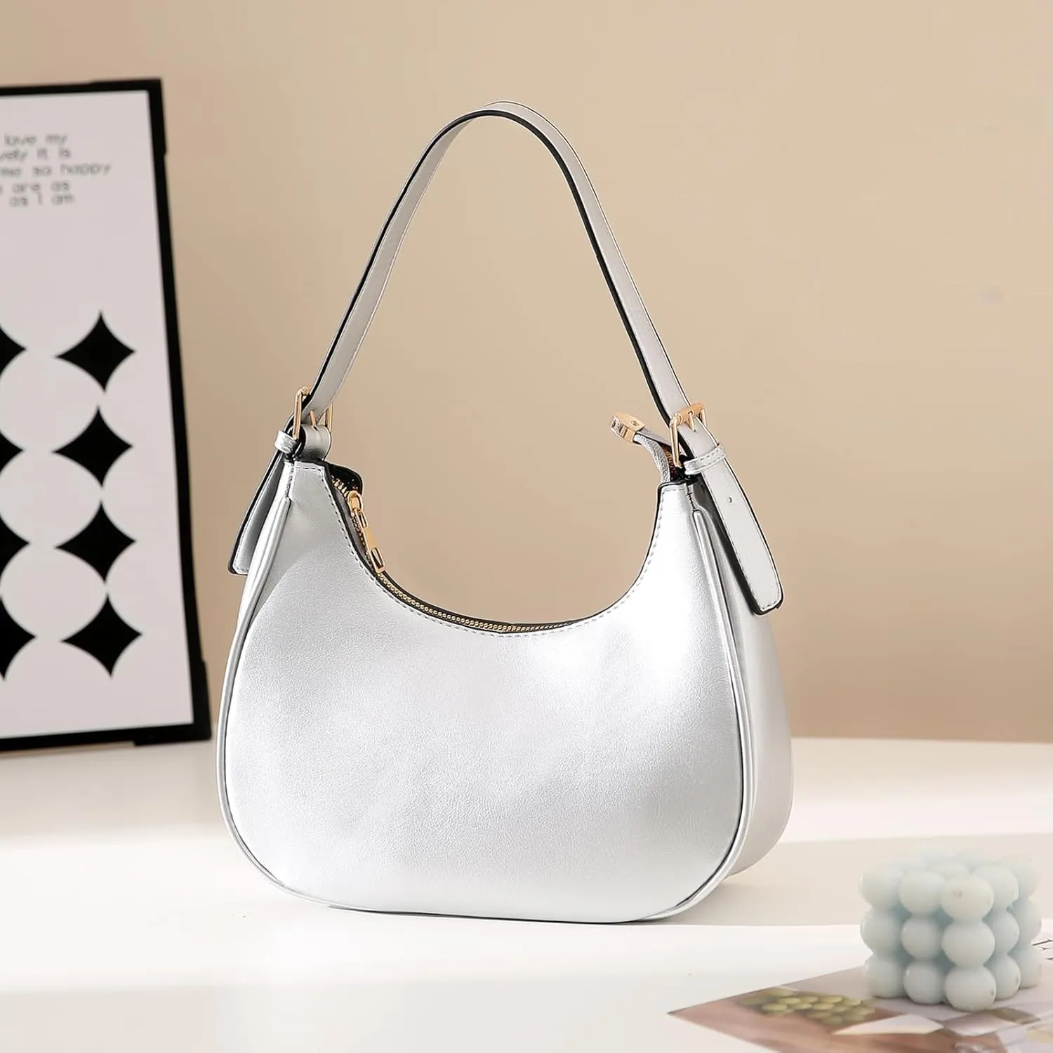 CROJUYI Small Crescent Shoulder Bags Purses for Women Retro Classic Clutch Hobo Tote Purse and Handbag Cute Crossbody Bags
