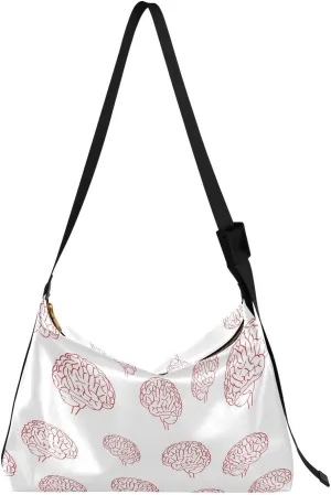 Crossbody Bag for Women Men Trendy Brain Red Leather Casual Hobo Shoulder Bags Purses with Adjustable Strap Fashion Large Sling Handbag