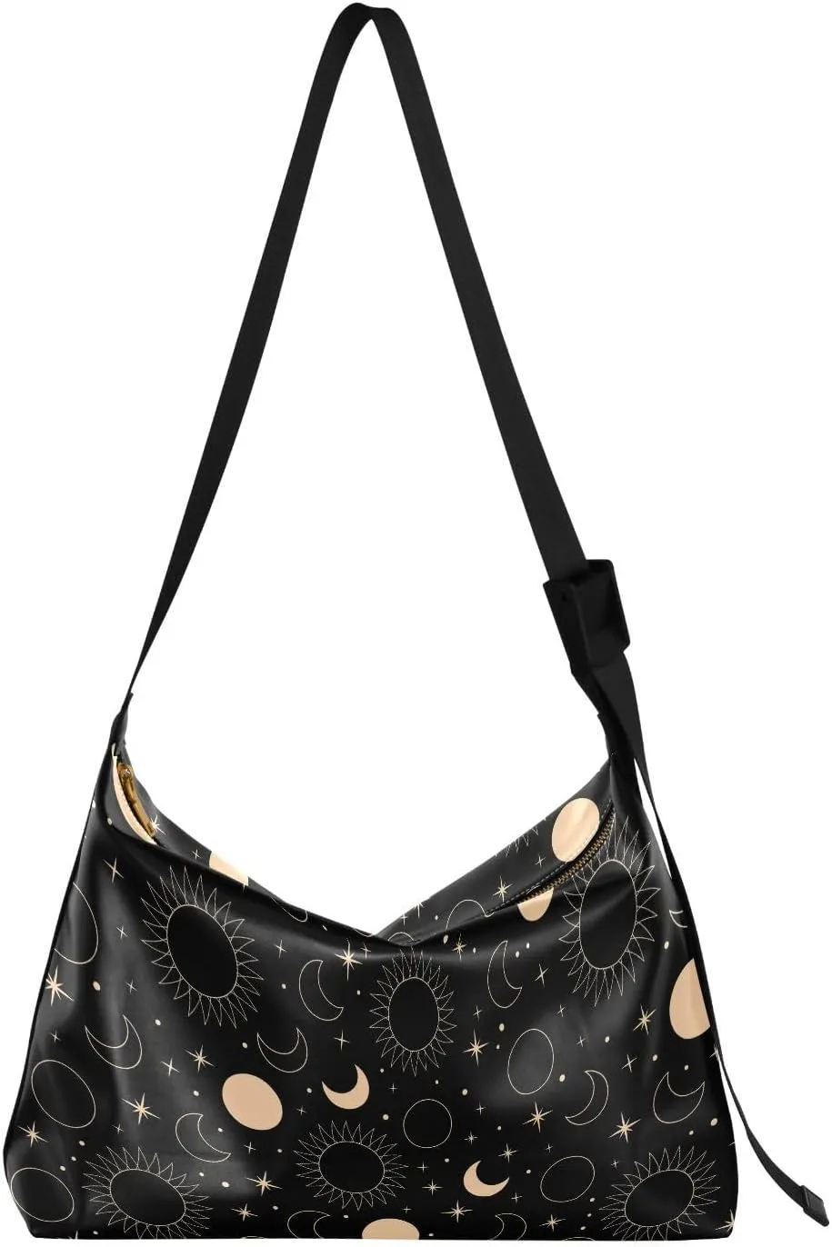 Crossbody Bag for Women Men Trendy Mystical Sun Moon Stars Leather Casual Hobo Shoulder Bags Purses with Adjustable Strap Cartoon Fashion Large Sling Handbag