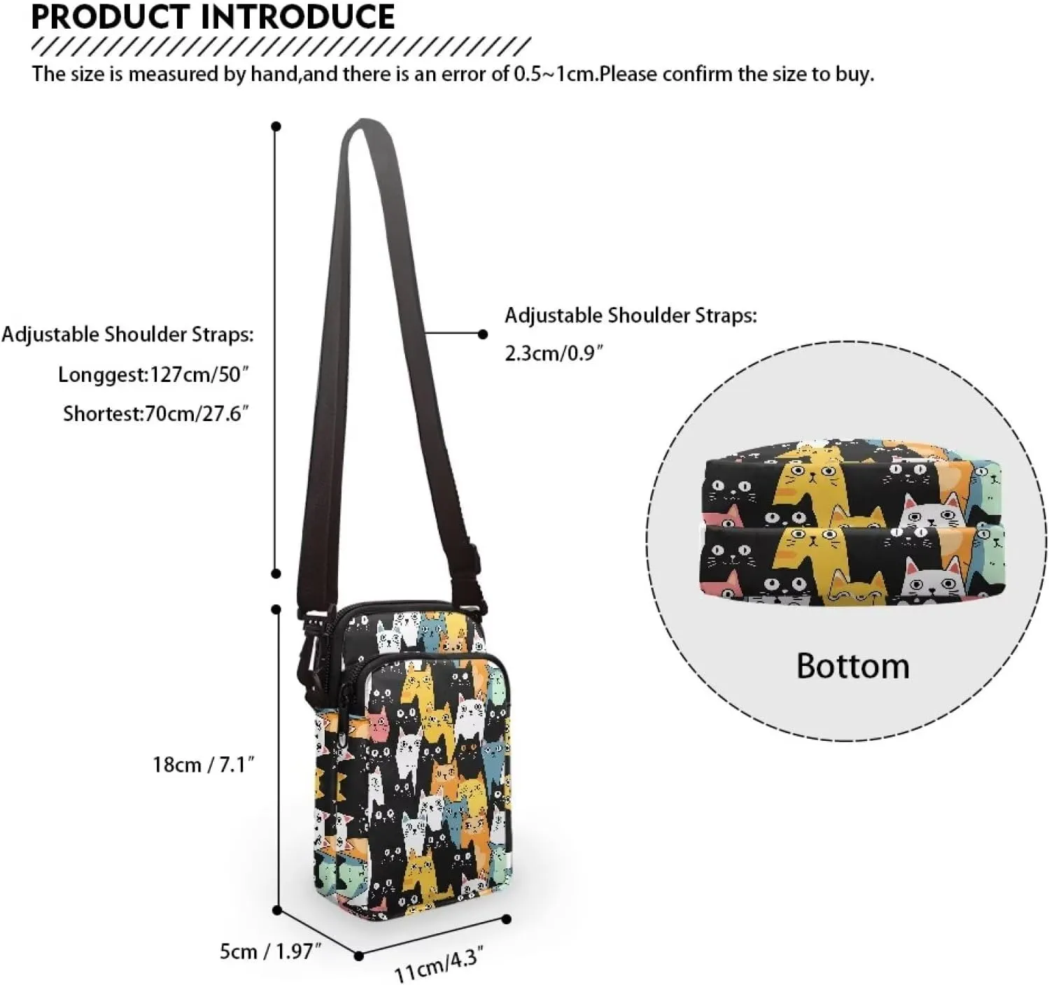 Crossbody Bag for Women Mini Messenger Bag Cell Phone Purse Sling Shoulder Bag with Double Pockets