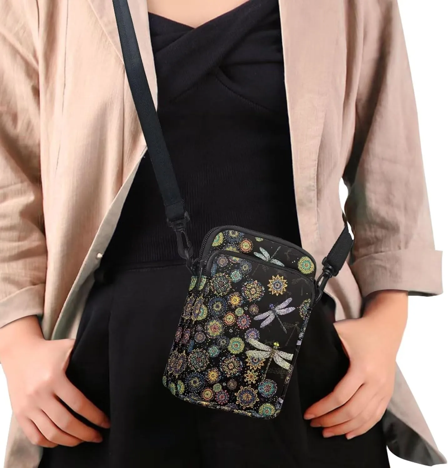 Crossbody Bag for Women Mini Messenger Bag Cell Phone Purse Sling Shoulder Bag with Double Pockets
