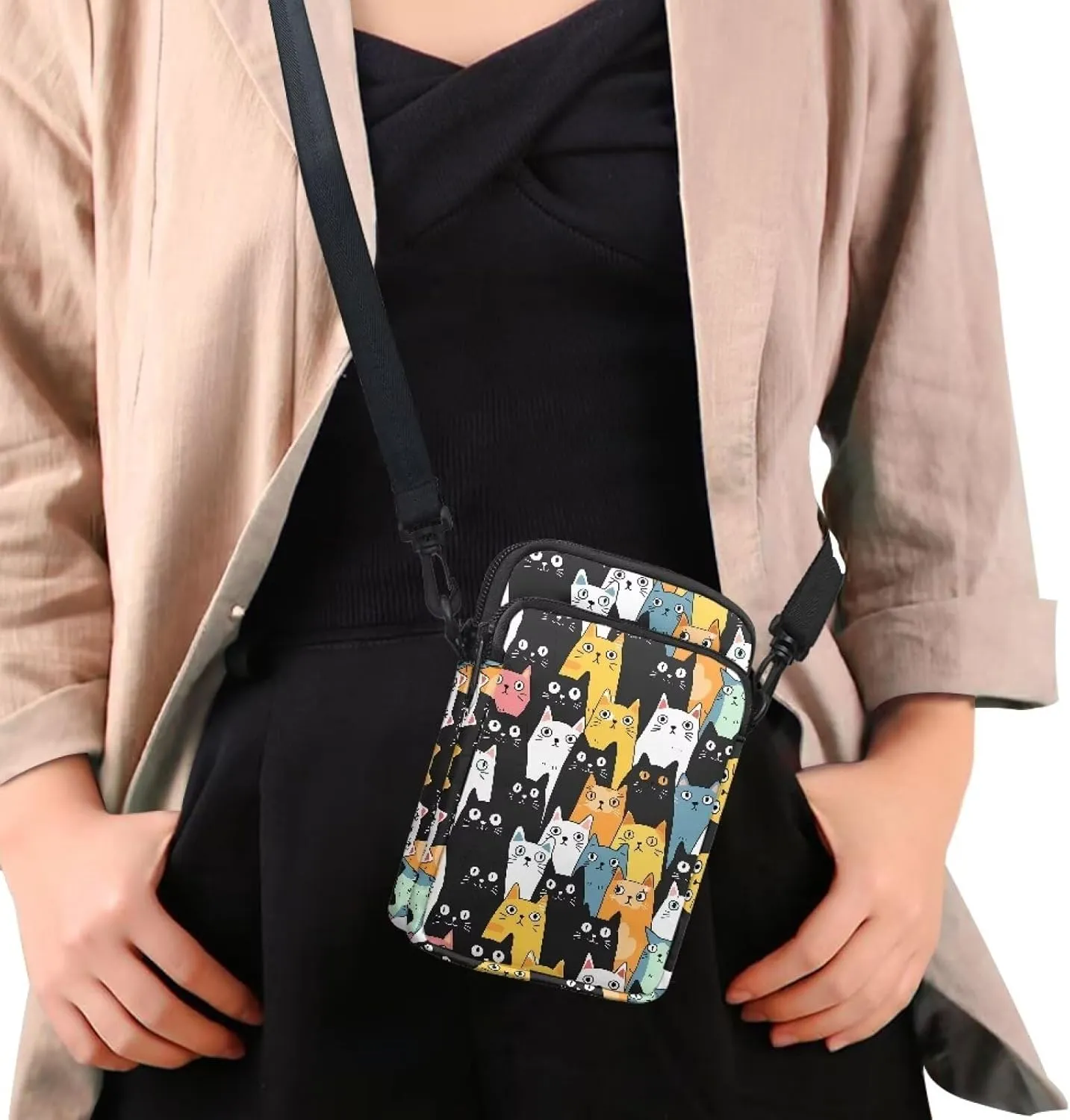 Crossbody Bag for Women Mini Messenger Bag Cell Phone Purse Sling Shoulder Bag with Double Pockets