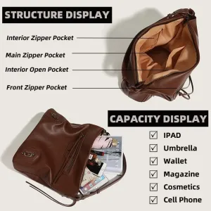 Crossbody Bag for Women Soft Vintage Leather Shoulder Bag Waterproof Large Capacity Tote Handbag Casual Hobo Satchel