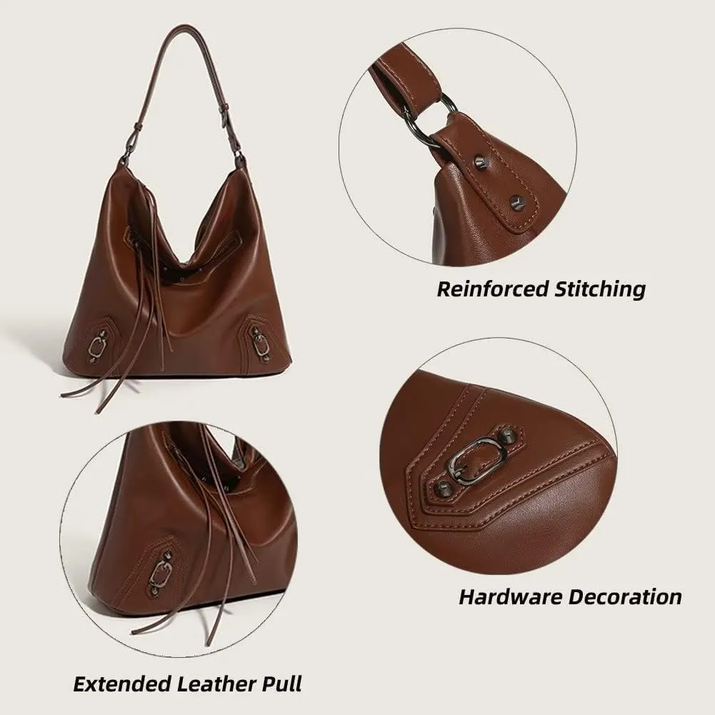 Crossbody Bag for Women Soft Vintage Leather Shoulder Bag Waterproof Large Capacity Tote Handbag Casual Hobo Satchel