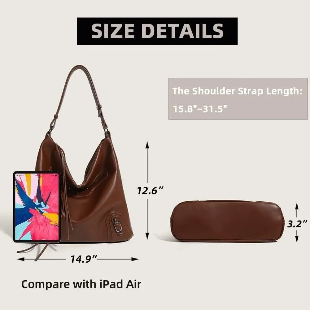 Crossbody Bag for Women Soft Vintage Leather Shoulder Bag Waterproof Large Capacity Tote Handbag Casual Hobo Satchel
