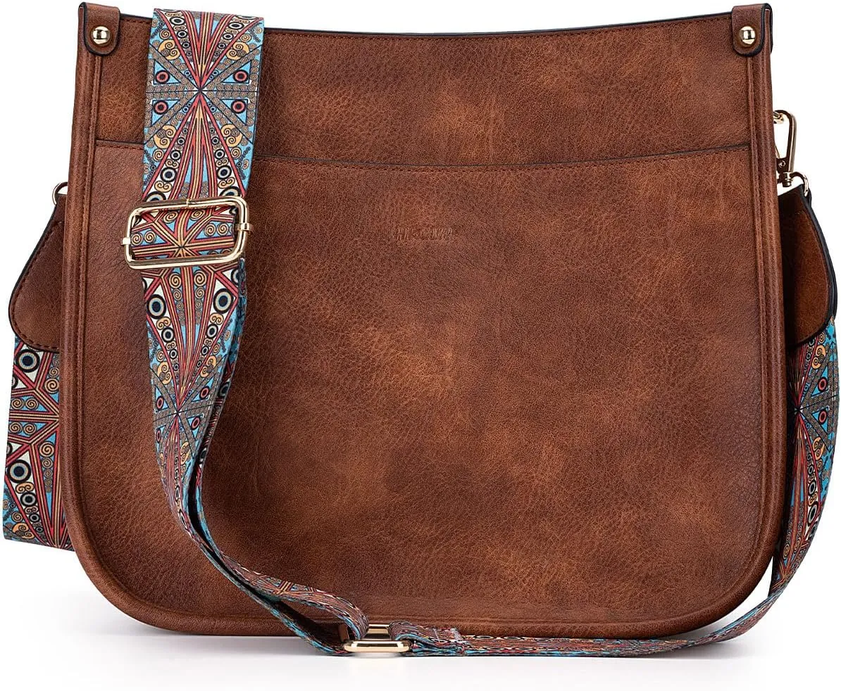Crossbody Bag Women Vegan Leather Hobo Handbag Trendy Crossbody Shoulder Bag Purses For Women with 2 Adjustable Strap
