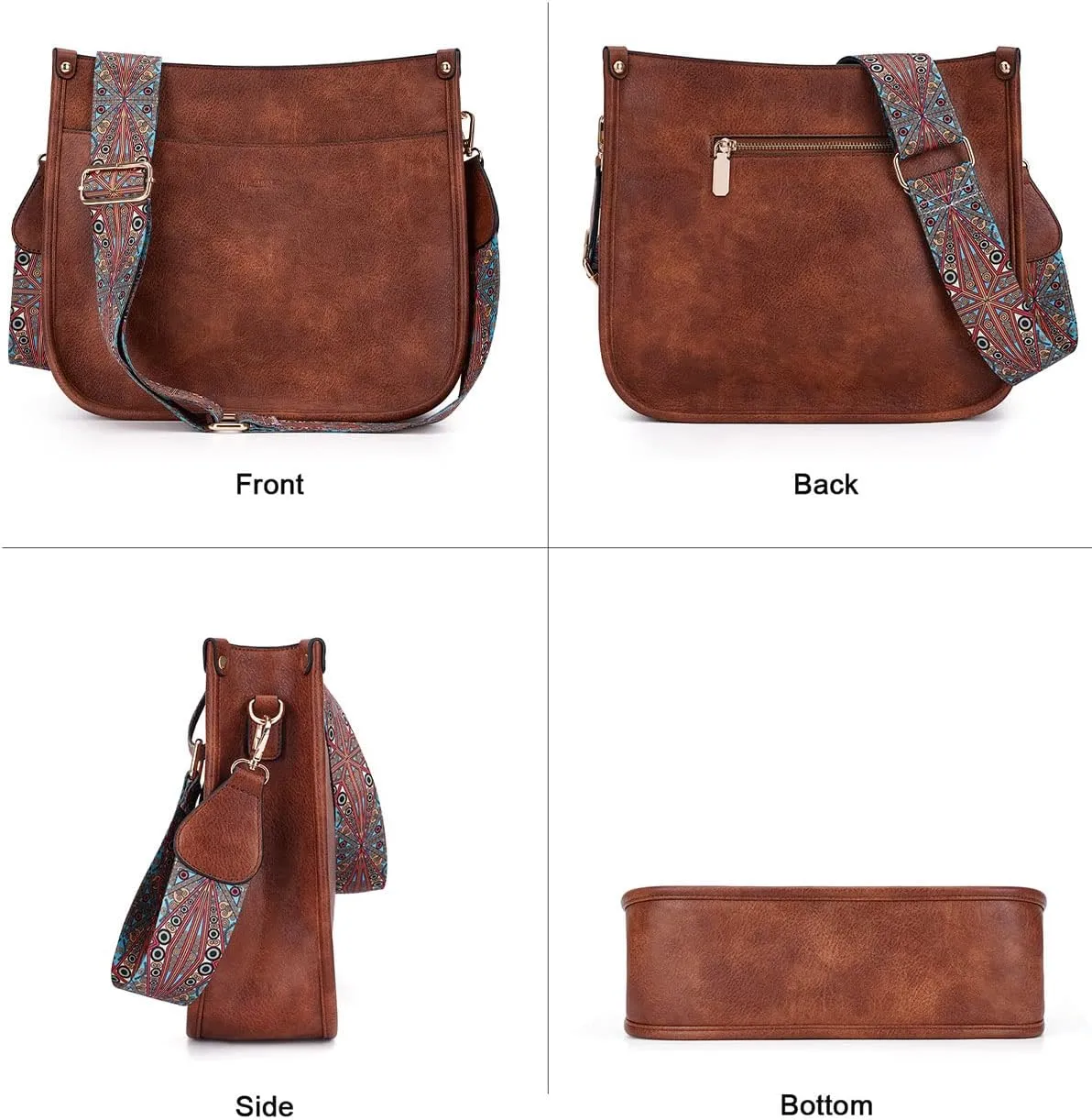 Crossbody Bag Women Vegan Leather Hobo Handbag Trendy Crossbody Shoulder Bag Purses For Women with 2 Adjustable Strap