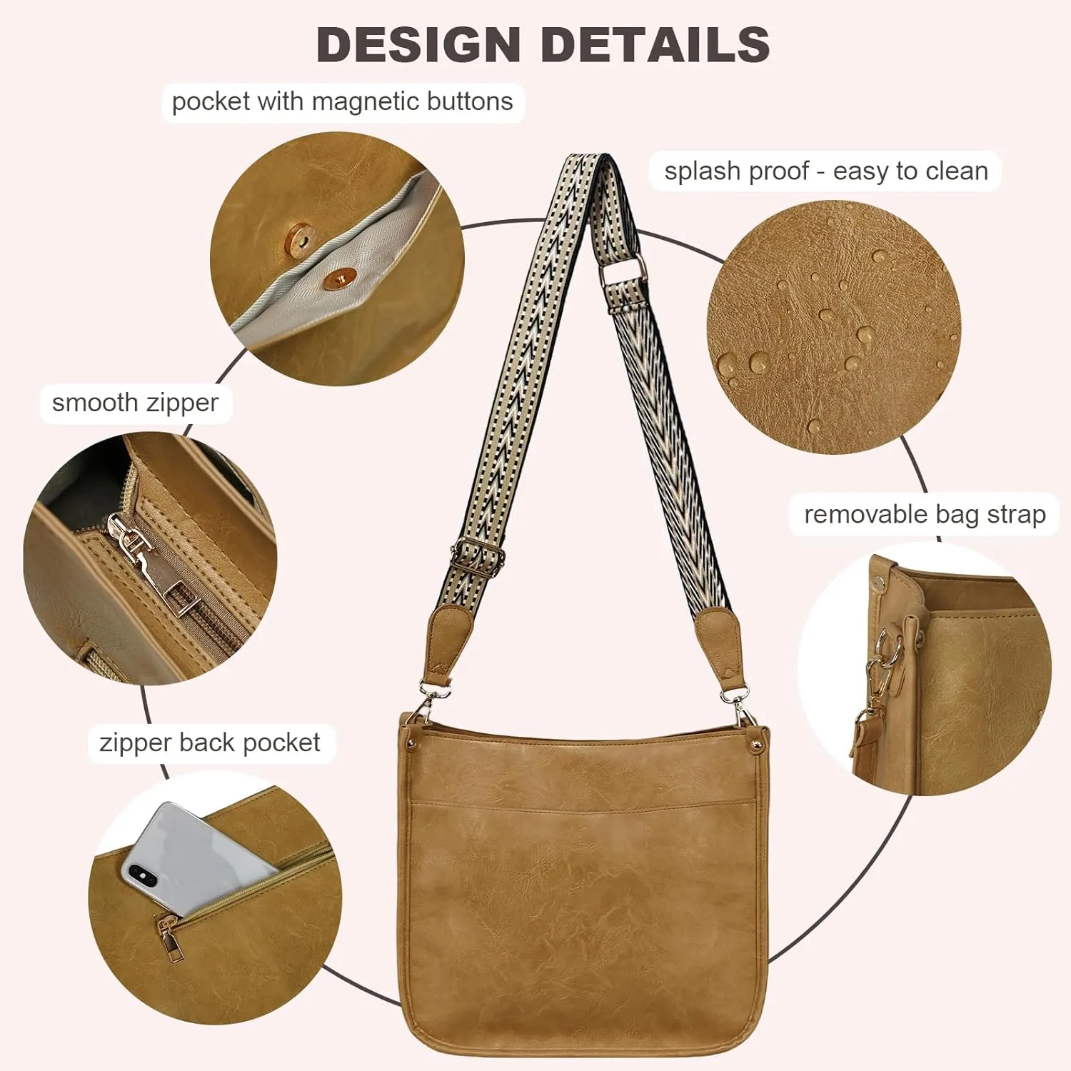 Crossbody Bags for Women Handbags Shoulder Bag with Adjustable Strap Women's Crossbody Purses Vegen Leather Hobo Bags