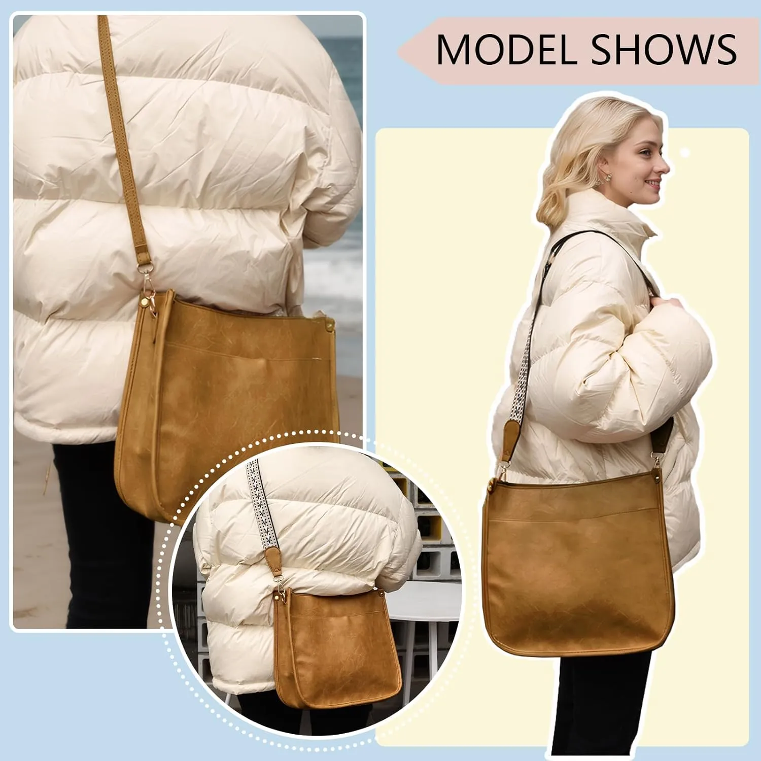 Crossbody Bags for Women Handbags Shoulder Bag with Adjustable Strap Women's Crossbody Purses Vegen Leather Hobo Bags