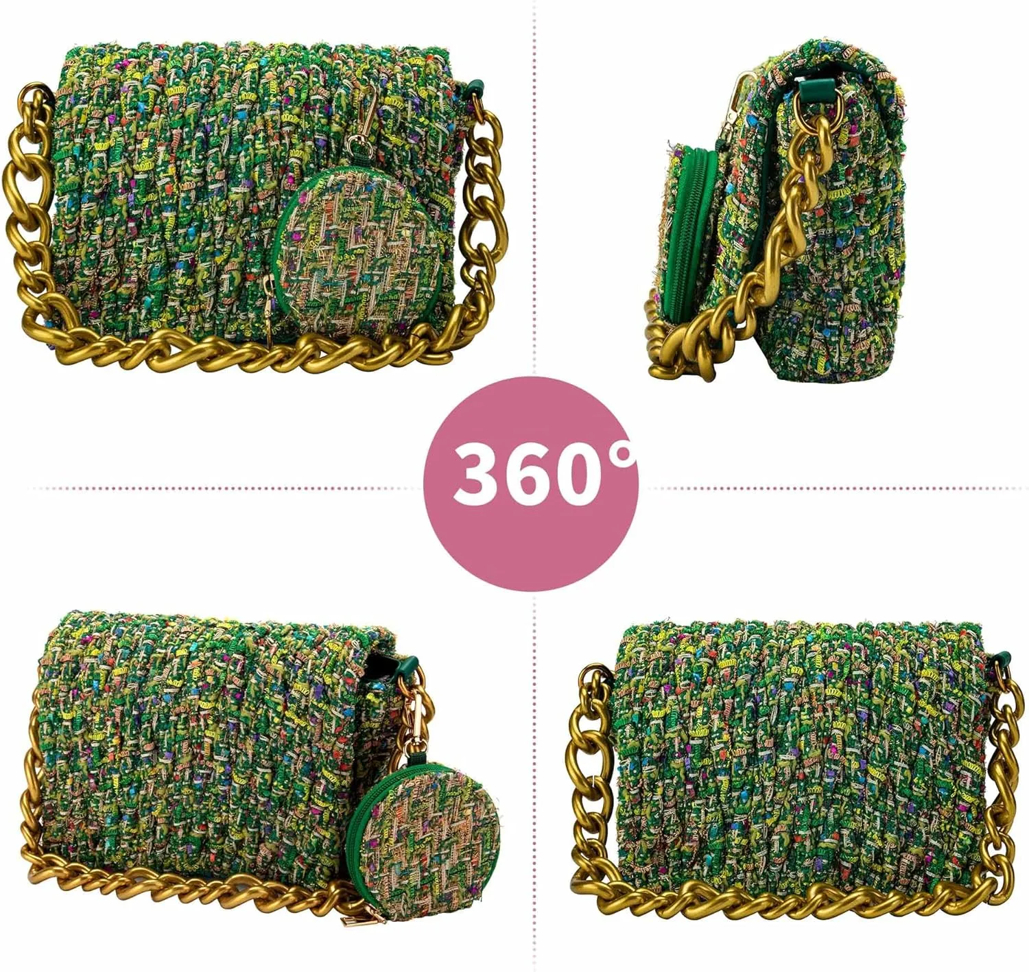 Crossbody Bags for Women Quilted Top Handle Handbags Shoulder Bag with Chain Trendy Clutch Ladies Purses Evening Bags