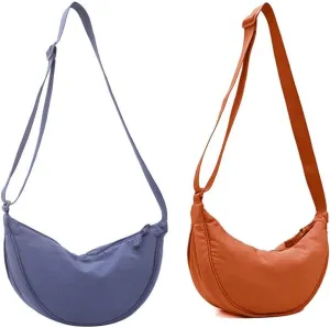 Crossbody Hobo Crescent Bag with Mesh Storage, Women's Shoulder Purse - Adjustable Strap