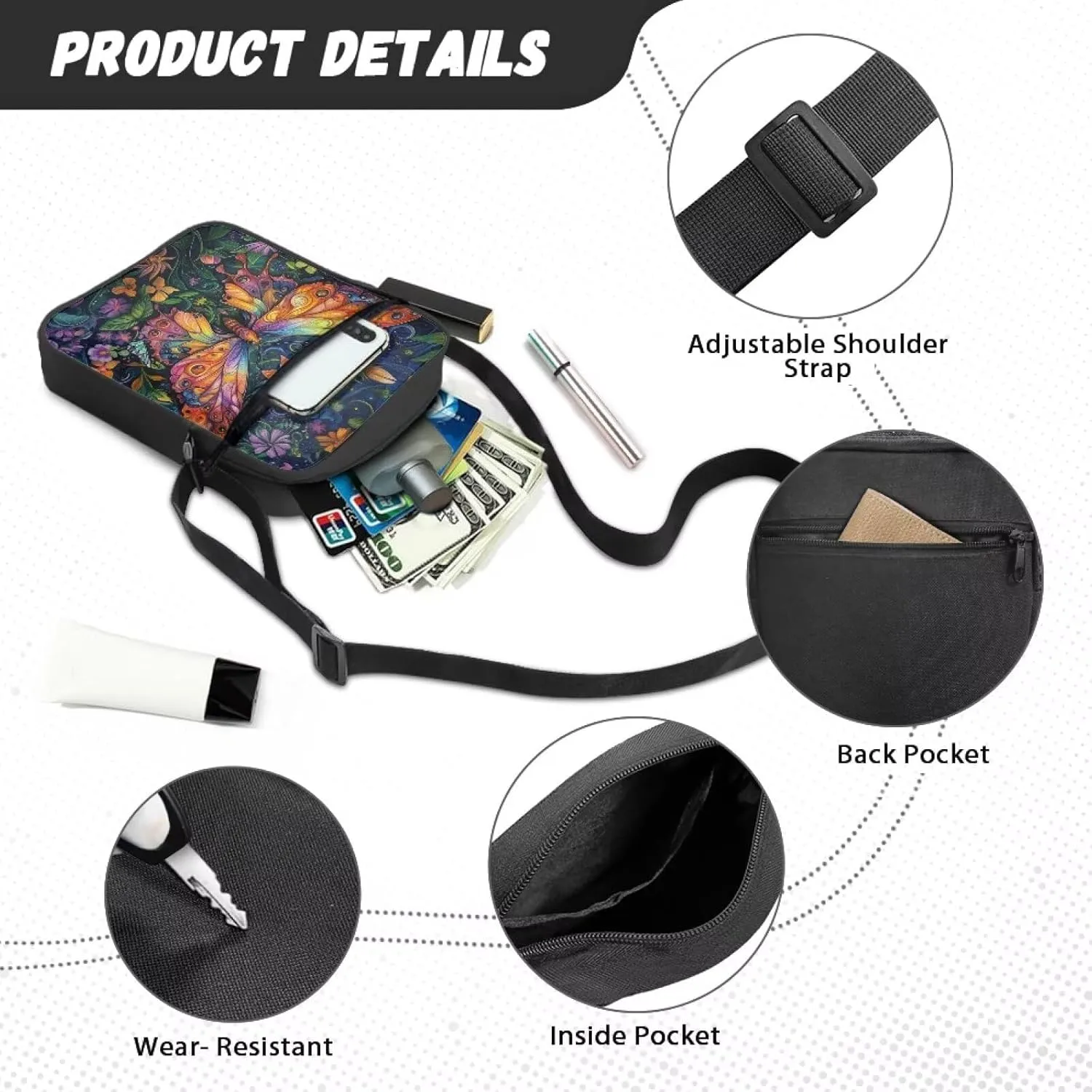 Crossbody Messenger Bags for Women Cell Phone Purse Wallet Adjustable Strap