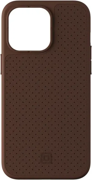 cru. Protective Case with MagSafe for iPhone 15 Pro Max – Slim Hybrid Shell, Shock-Absorbing Frame, Textured Grip, Wireless Charging Compatible, Drop Protection, Precise Cutouts – Brown Faux Leather