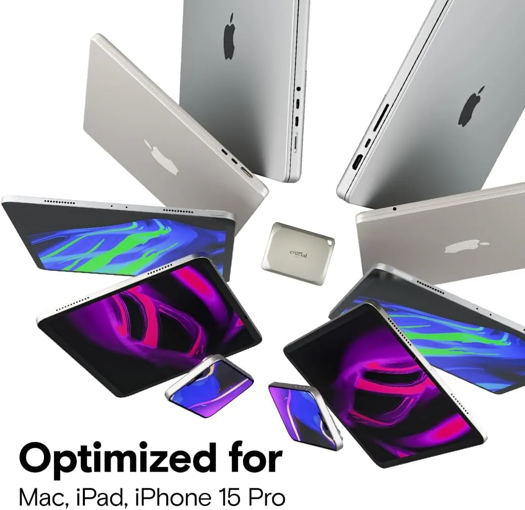 Crucial X9 Pro for Mac 1TB Portable SSD, Up to 1050MB/s Read/Write, 3.2 USB-C, External Solid State Drive, Optimized for Apple Devices, for Professional Creators, Light Gold - ‎CT1000X9PROMACSSD9B02