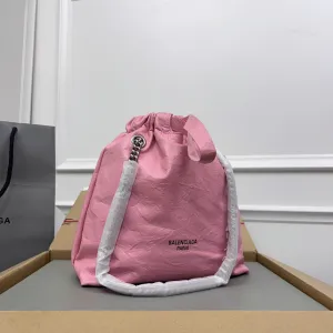 CRUSH SMALL TOTE BAG 27 IN PINK CRUSHED CALFSKIN SILVER HARDWARE