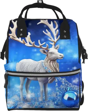 Crystal Reindeer Christmas Diaper Bag Essentials Travel Tote Nappy Backpack Large Capacity Mummy Backpack Multifunction Waterproof Teacher Nurse Bag 15.7 inch Work laptop Bags