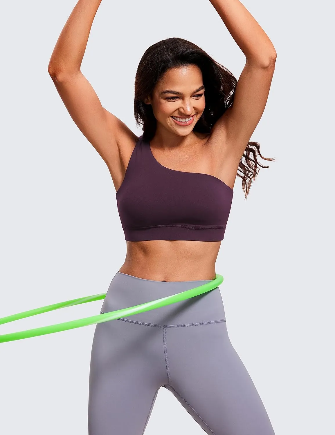 CRZ YOGA Butterluxe Womens One Shoulder Sports Bra - Sleeveless One Strap Low Impact Asymmetrical Workout Yoga Tops