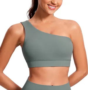 CRZ YOGA Butterluxe Womens One Shoulder Sports Bra - Sleeveless One Strap Low Impact Asymmetrical Workout Yoga Tops