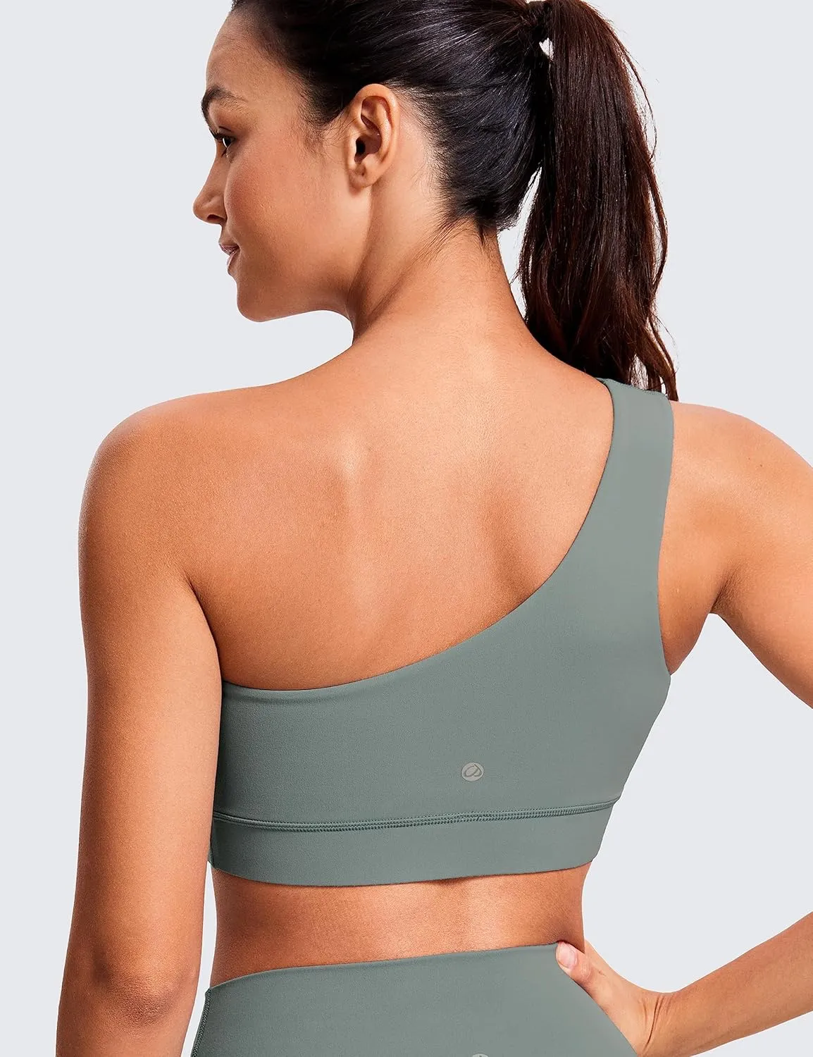 CRZ YOGA Butterluxe Womens One Shoulder Sports Bra - Sleeveless One Strap Low Impact Asymmetrical Workout Yoga Tops