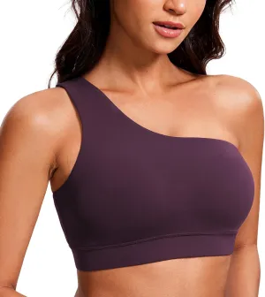 CRZ YOGA Butterluxe Womens One Shoulder Sports Bra - Sleeveless One Strap Low Impact Asymmetrical Workout Yoga Tops