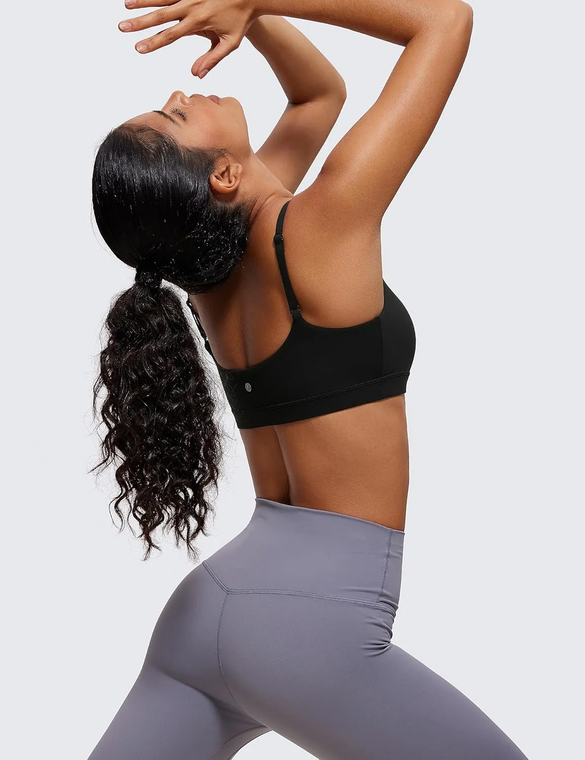 CRZ YOGA Womens Butterluxe Adjustable Spaghetti Strap Sports Bra - Scoop Neck Wireless Padded Yoga Workout Crop Top