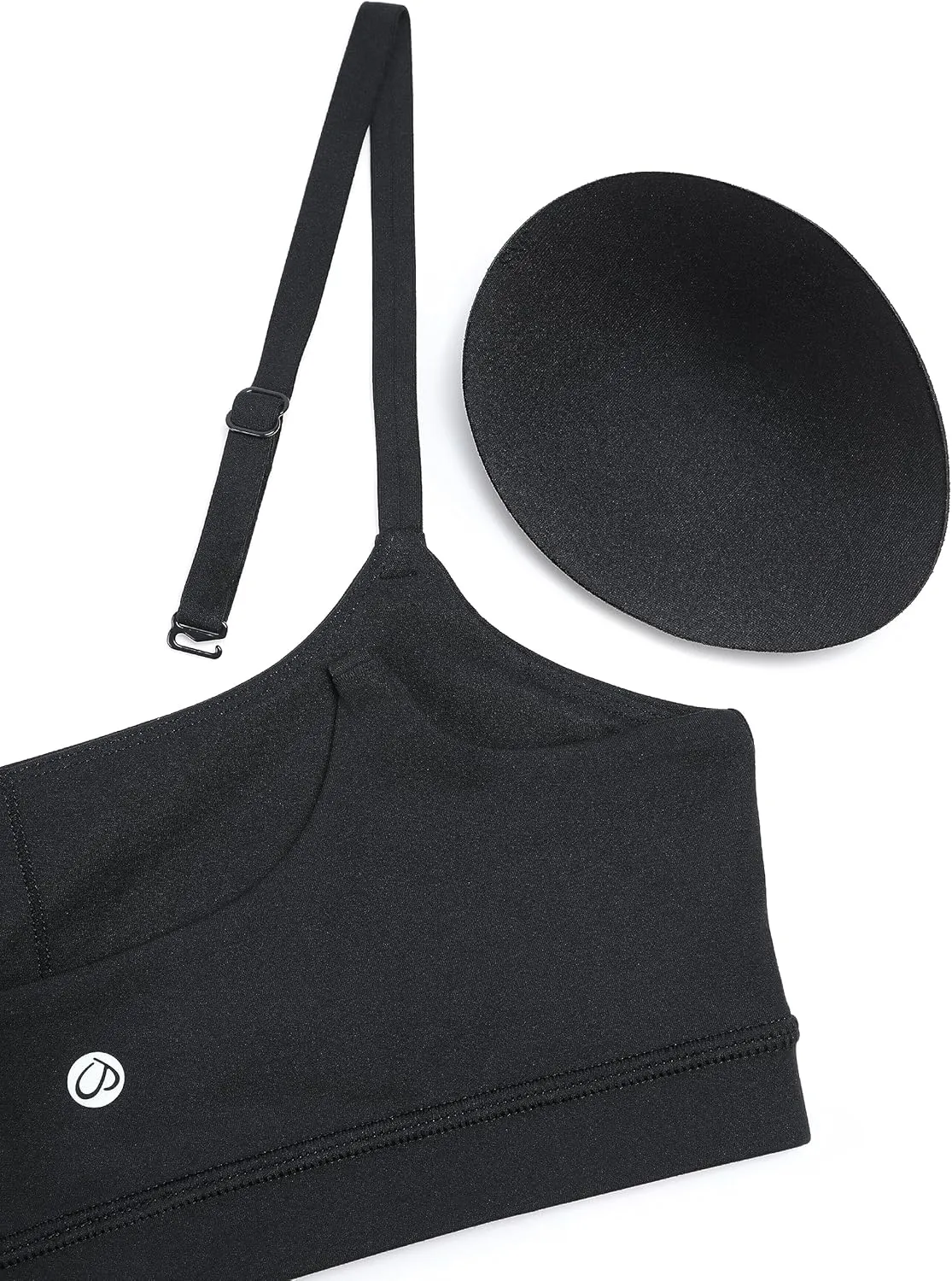 CRZ YOGA Womens Butterluxe Adjustable Spaghetti Strap Sports Bra - Scoop Neck Wireless Padded Yoga Workout Crop Top