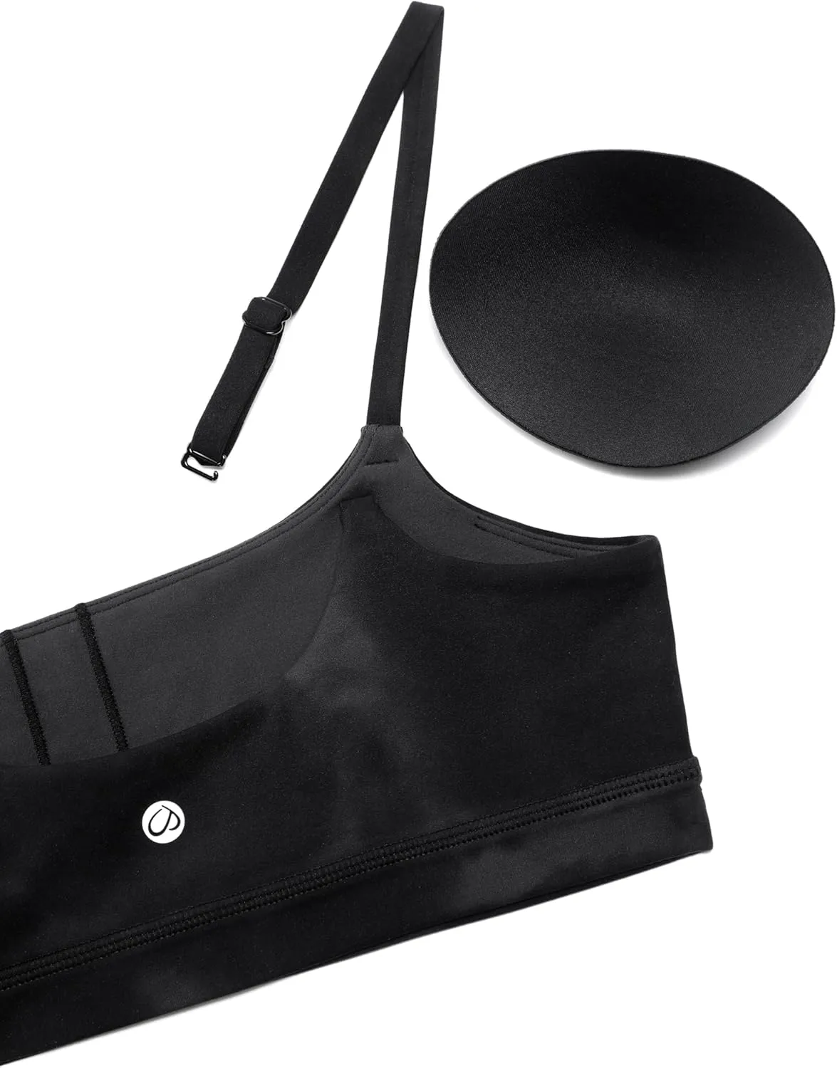 CRZ YOGA Womens Butterluxe Adjustable Spaghetti Strap Sports Bra - Scoop Neck Wireless Padded Yoga Workout Crop Top