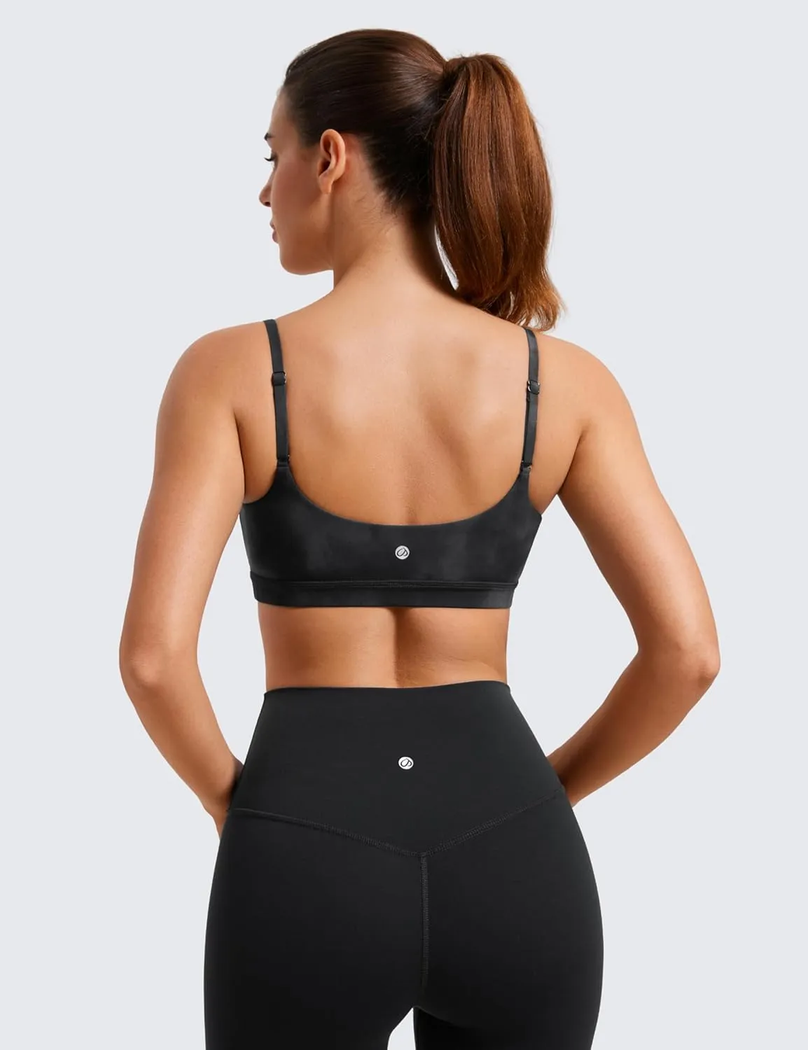 CRZ YOGA Womens Butterluxe Adjustable Spaghetti Strap Sports Bra - Scoop Neck Wireless Padded Yoga Workout Crop Top