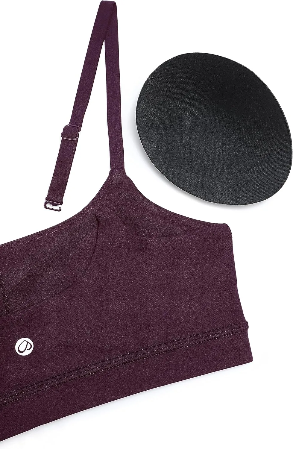 CRZ YOGA Womens Butterluxe Adjustable Spaghetti Strap Sports Bra - Scoop Neck Wireless Padded Yoga Workout Crop Top